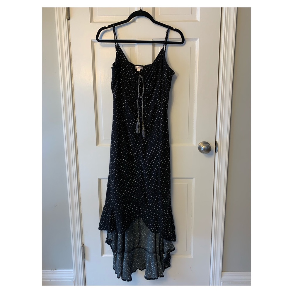 Black dress with white polka dots